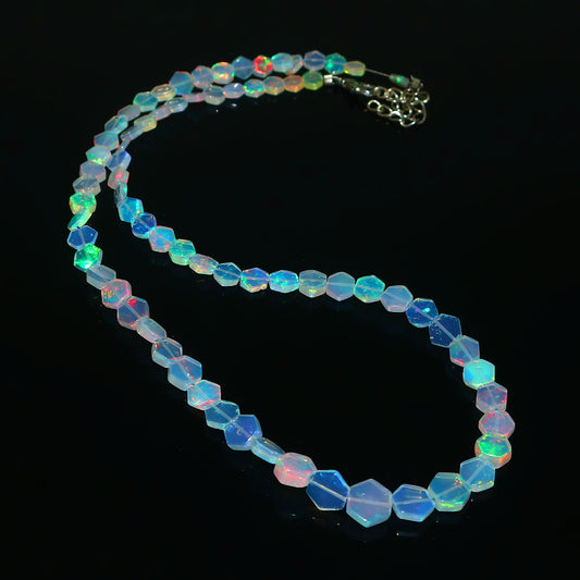 Natural White & Blue Ethiopian Opal Necklace – Color-Changing Fire Opal | Unique Luxury Pendant