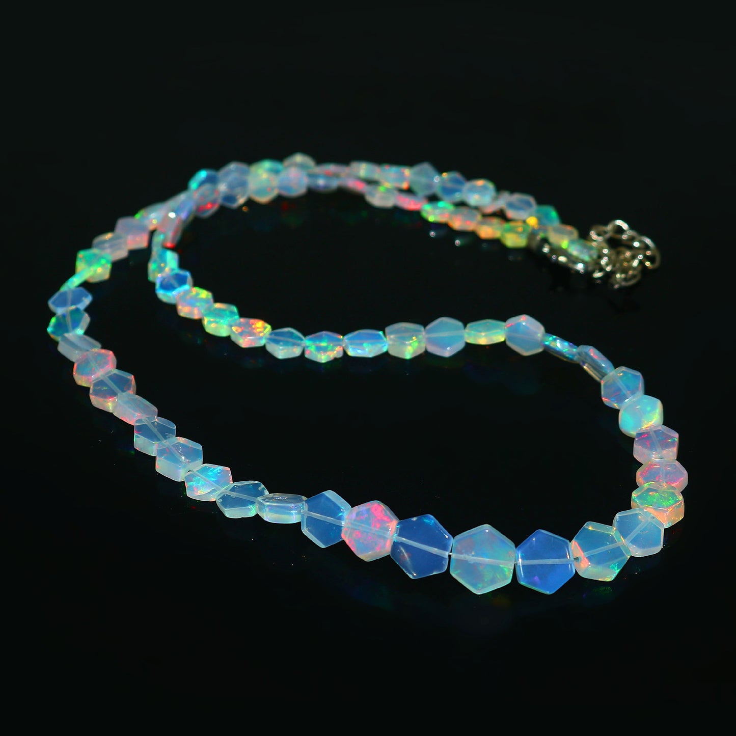 Natural White & Blue Ethiopian Opal Necklace – Color-Changing Fire Opal | Unique Luxury Pendant