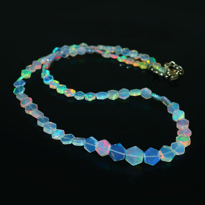 Natural White & Blue Ethiopian Opal Necklace – Color-Changing Fire Opal | Unique Luxury Pendant