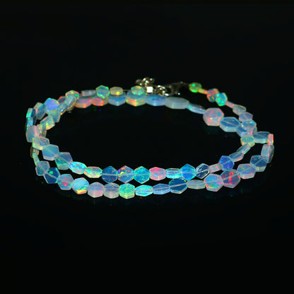 Natural White & Blue Ethiopian Opal Necklace – Color-Changing Fire Opal | Unique Luxury Pendant