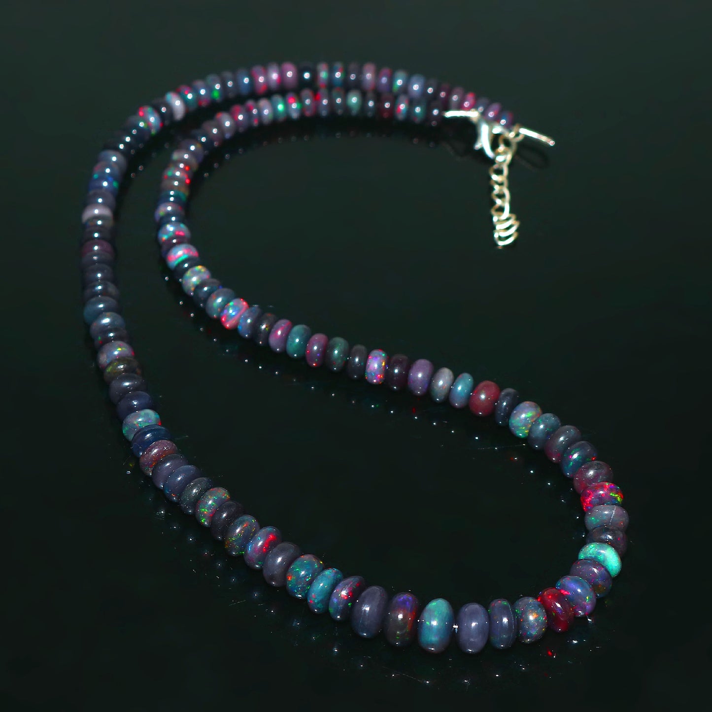 Natural Black Ethiopian Opal Necklace – Dark Fire Opal Jewelry | Mysterious & Elegant Gift