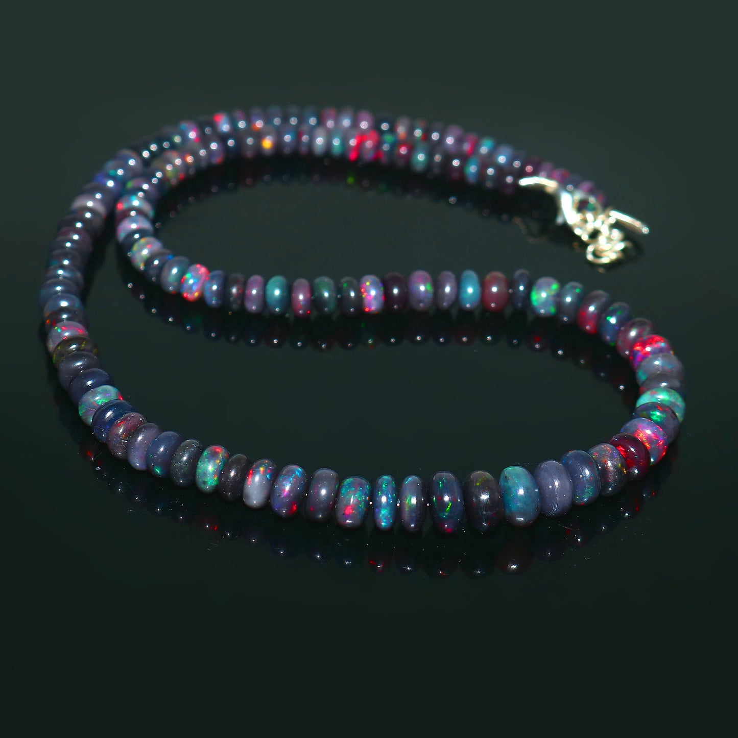 Natural Black Ethiopian Opal Necklace – Dark Fire Opal Jewelry | Mysterious & Elegant Gift