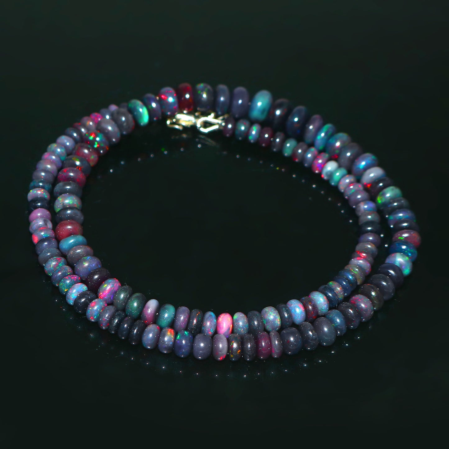 Natural Black Ethiopian Opal Necklace – Dark Fire Opal Jewelry | Mysterious & Elegant Gift
