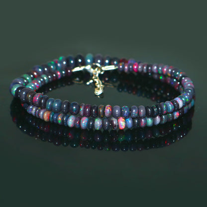 Natural Black Ethiopian Opal Necklace – Dark Fire Opal Jewelry | Mysterious & Elegant Gift