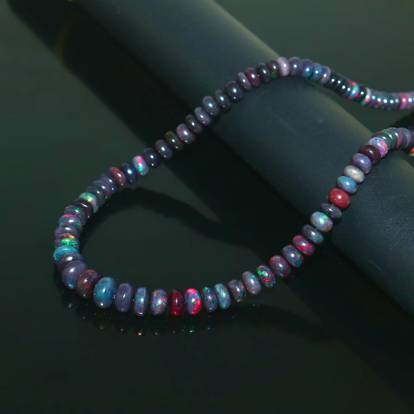 Natural Black Ethiopian Opal Necklace – Dark Fire Opal Jewelry | Mysterious & Elegant Gift
