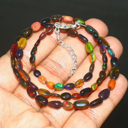 Natural Multi-color Ethiopian Opal Nuggets Necklace – Fiery Gemstone Jewelry | Unique Gift for Her