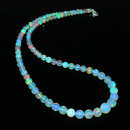 Natural White Ethiopian Opal Necklace – Round Iridescent Fire Opal | Pure & Meaningful Jewelry