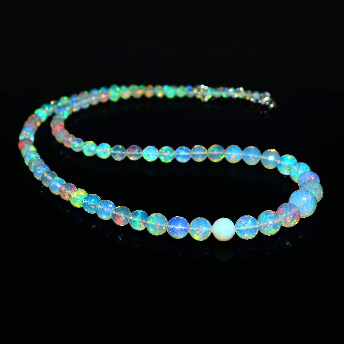 Natural White Ethiopian Opal Necklace – Round Iridescent Fire Opal | Pure & Meaningful Jewelry