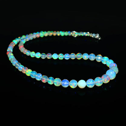 Natural White Ethiopian Opal Necklace – Round Iridescent Fire Opal | Pure & Meaningful Jewelry