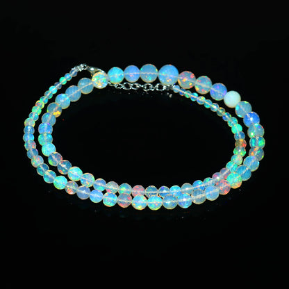 Natural White Ethiopian Opal Necklace – Round Iridescent Fire Opal | Pure & Meaningful Jewelry