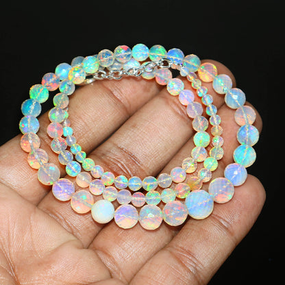 Natural White Ethiopian Opal Necklace – Round Iridescent Fire Opal | Pure & Meaningful Jewelry