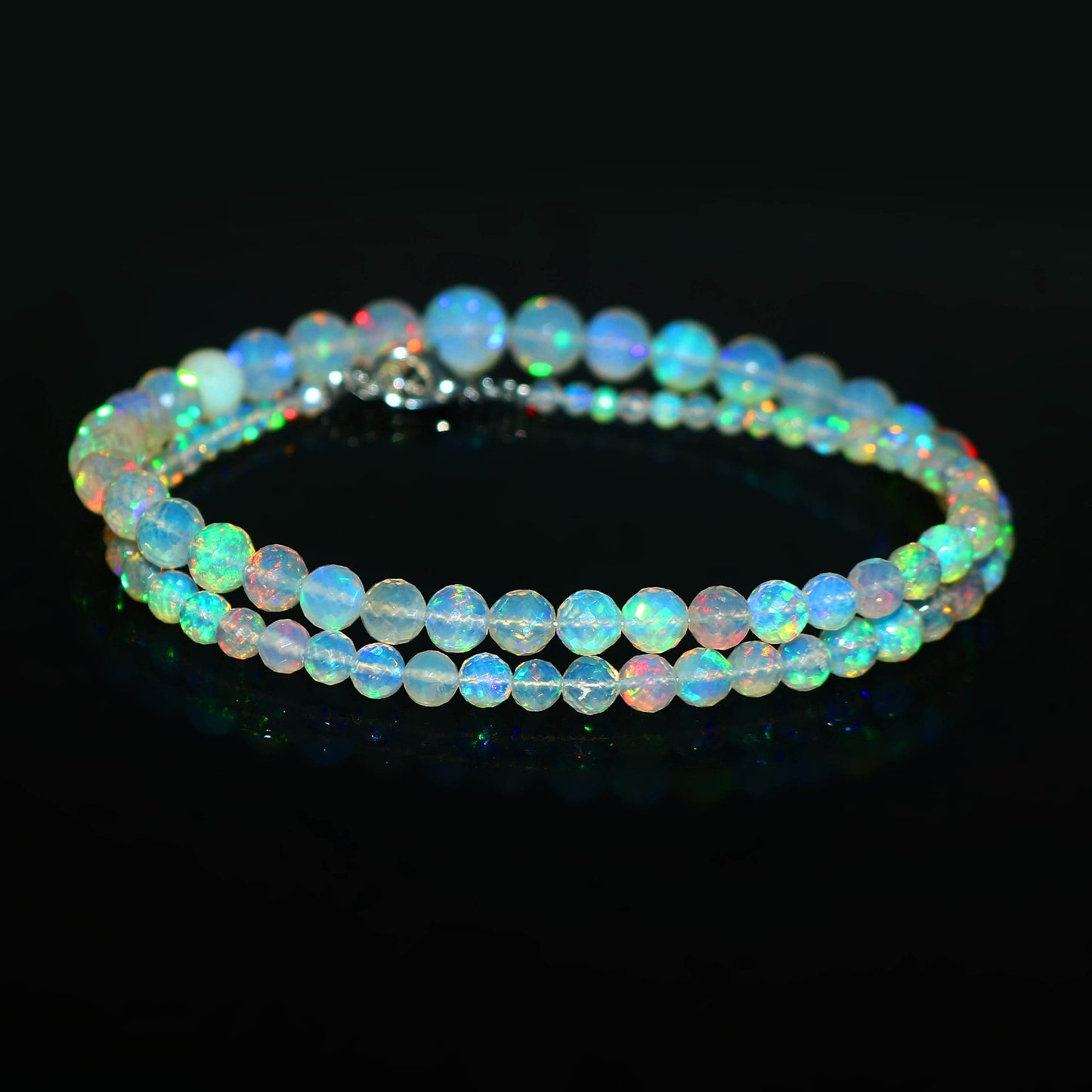 Natural White Ethiopian Opal Necklace – Round Iridescent Fire Opal | Pure & Meaningful Jewelry