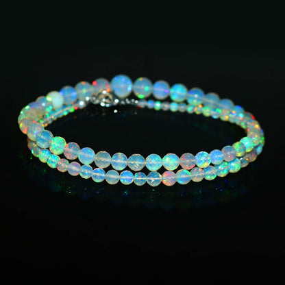 Natural White Ethiopian Opal Necklace – Round Iridescent Fire Opal | Pure & Meaningful Jewelry