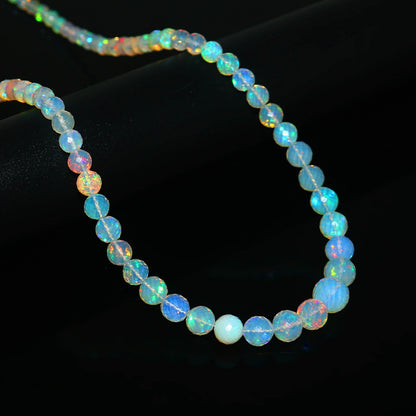 Natural White Ethiopian Opal Necklace – Round Iridescent Fire Opal | Pure & Meaningful Jewelry