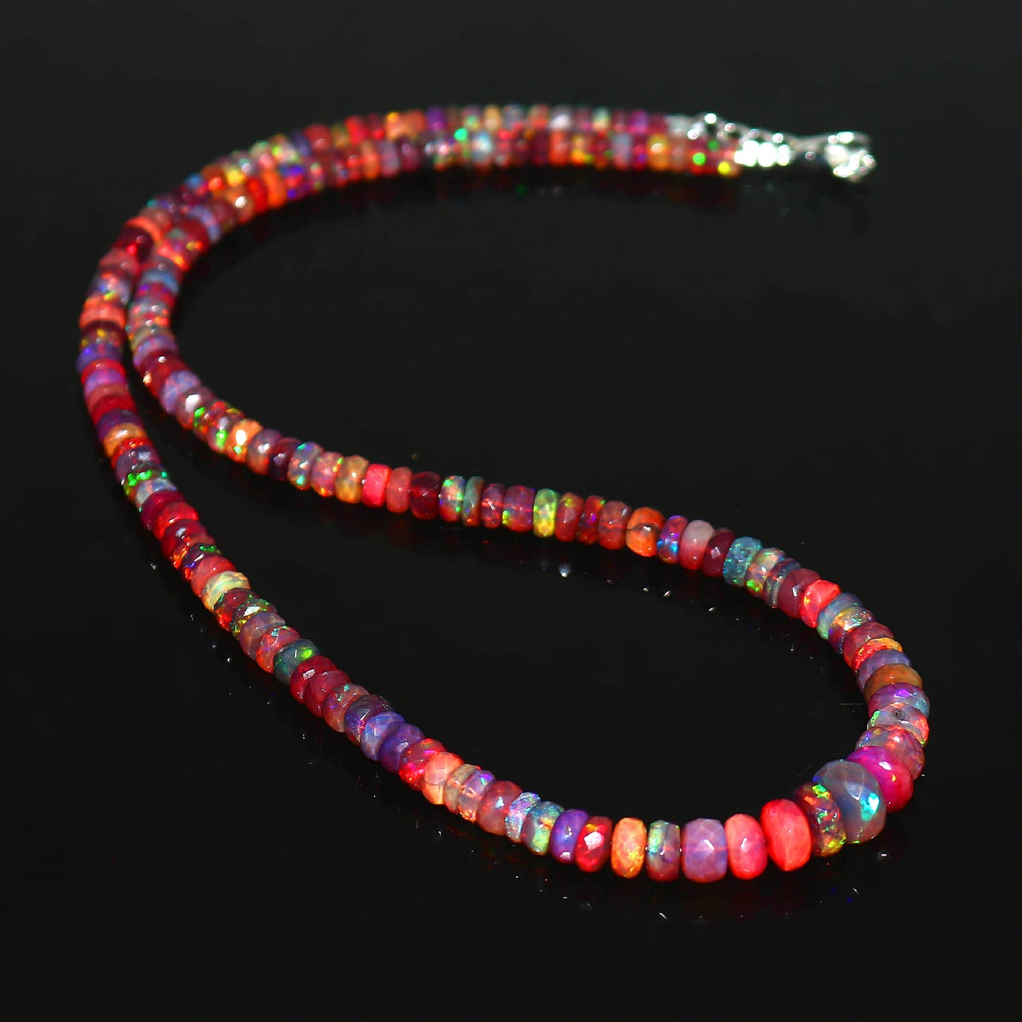 Natural Red Ethiopian Opal Rondelle Necklace – Fiery Gemstone Jewelry | Passionate Gift of Love