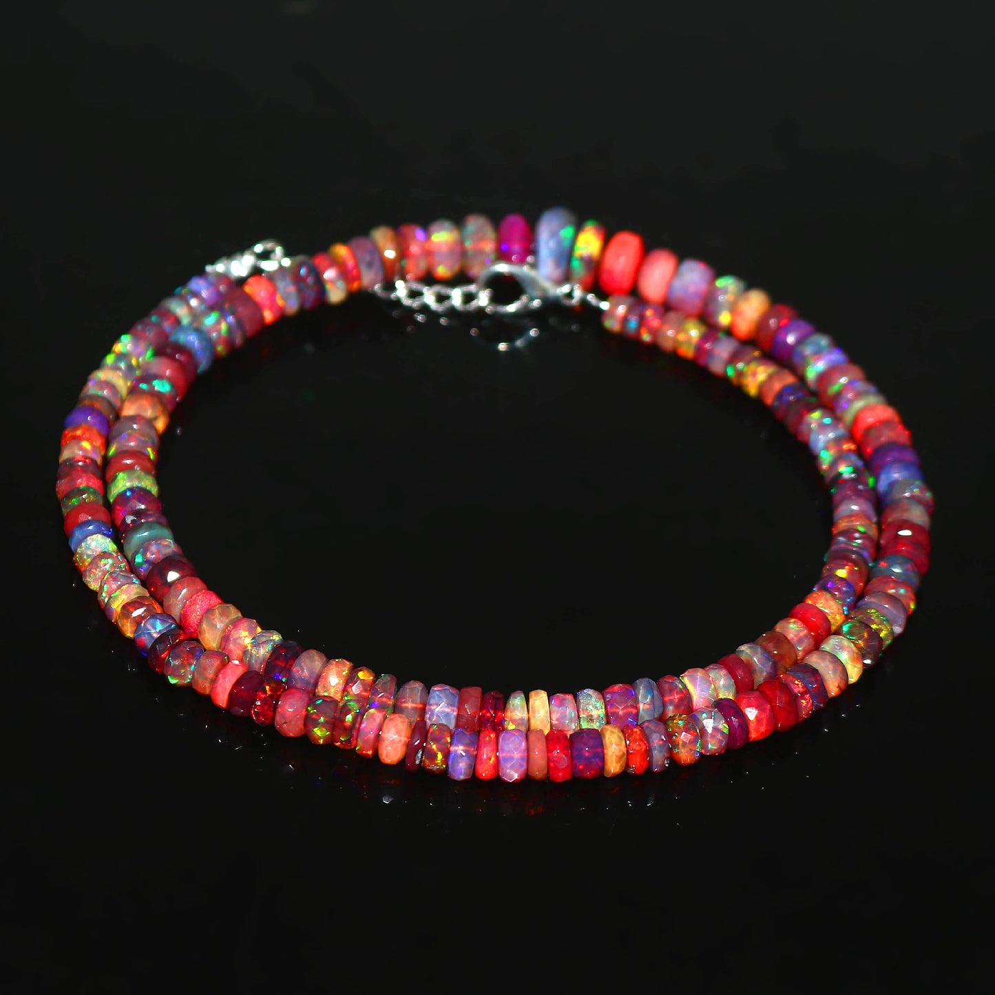 Natural Red Ethiopian Opal Rondelle Necklace – Fiery Gemstone Jewelry | Passionate Gift of Love