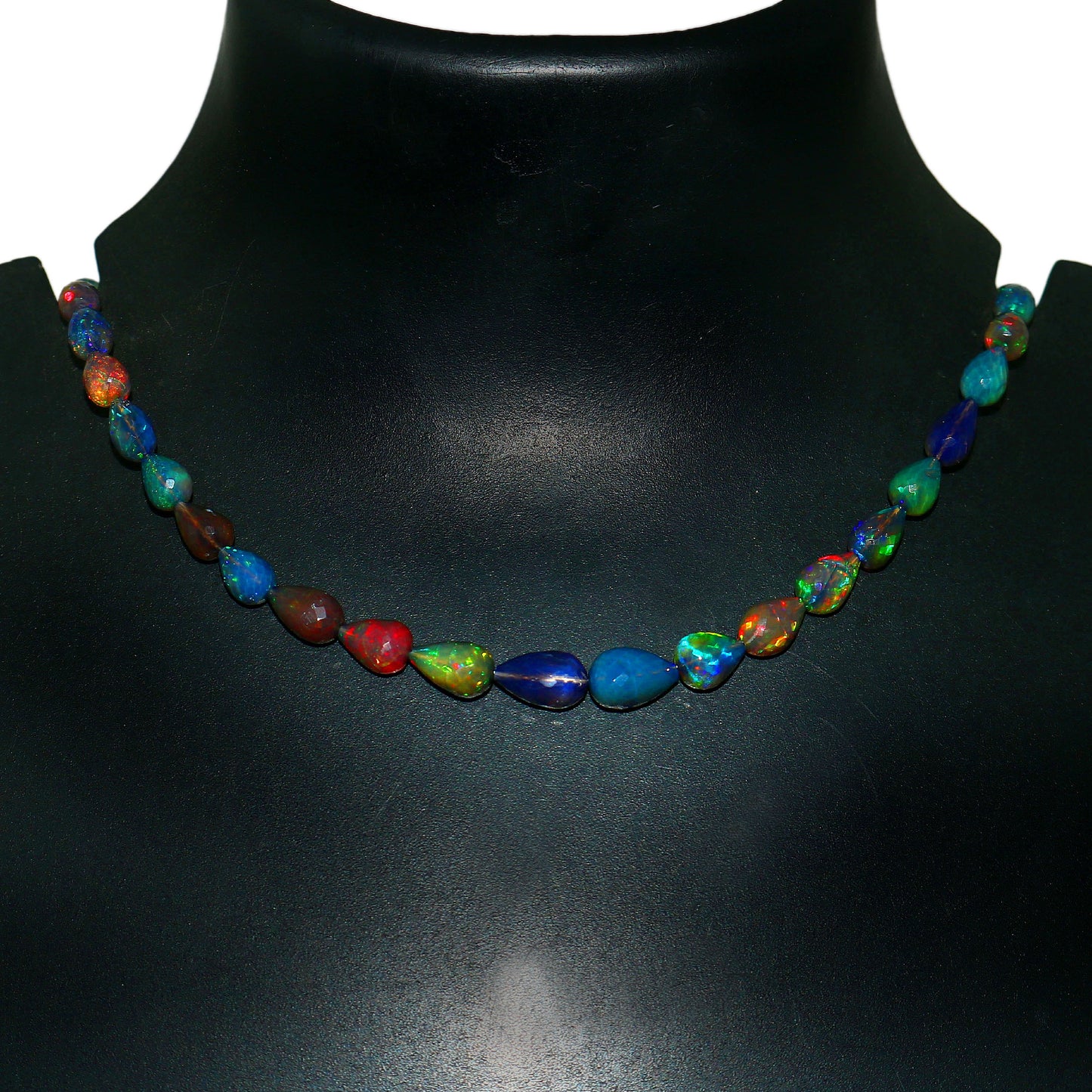 Natural White Ethiopian Opal Teardrop Necklace – Fire Opal Gemstone Jewelry