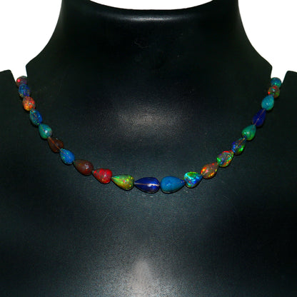 Natural White Ethiopian Opal Teardrop Necklace – Fire Opal Gemstone Jewelry