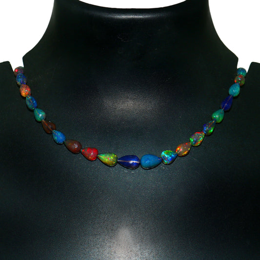 Natural White Ethiopian Opal Teardrop Necklace – Fire Opal Gemstone Jewelry