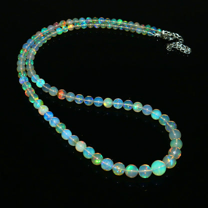Natural Rainbow Ethiopian Opal Round Necklace – Fiery Glow Gemstone Jewelry | Romantic Gift for Her