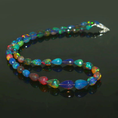 Natural White Ethiopian Opal Teardrop Necklace – Fire Opal Gemstone Jewelry