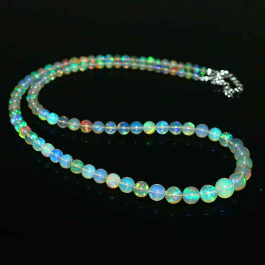 Natural Rainbow Ethiopian Opal Round Necklace – Fiery Glow Gemstone Jewelry | Romantic Gift for Her