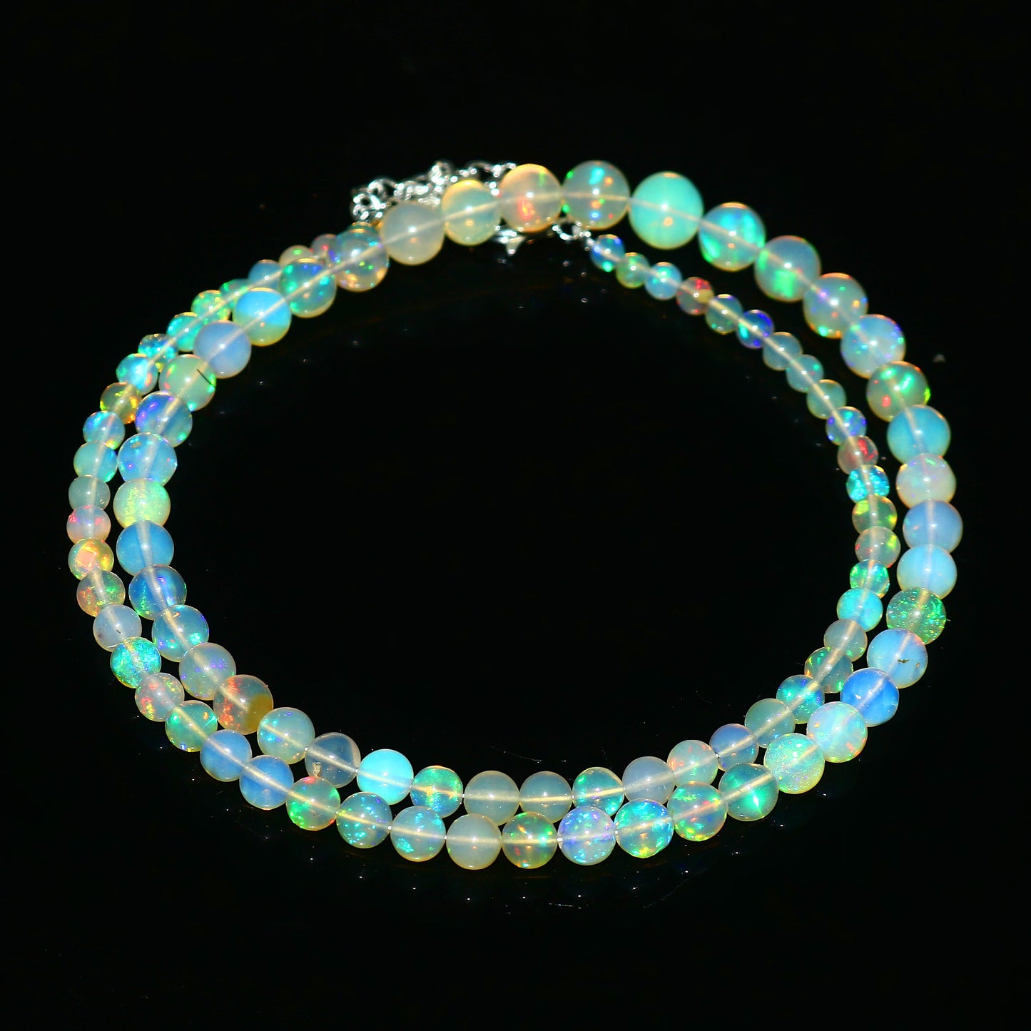Natural Rainbow Ethiopian Opal Round Necklace – Fiery Glow Gemstone Jewelry | Romantic Gift for Her