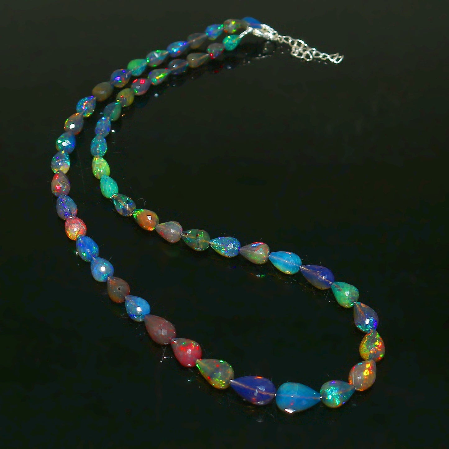 Natural White Ethiopian Opal Teardrop Necklace – Fire Opal Gemstone Jewelry