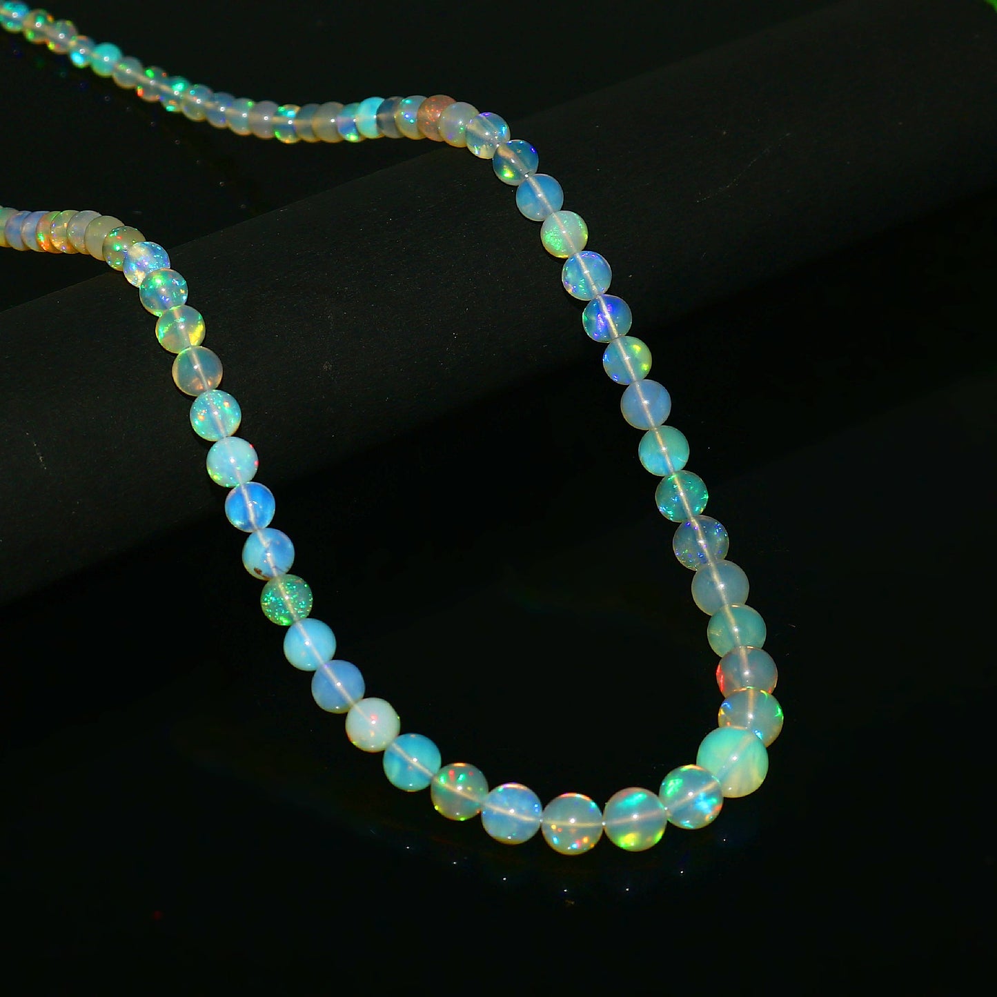 Natural Rainbow Ethiopian Opal Round Necklace – Fiery Glow Gemstone Jewelry | Romantic Gift for Her