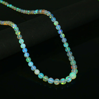 Natural Rainbow Ethiopian Opal Round Necklace – Fiery Glow Gemstone Jewelry | Romantic Gift for Her