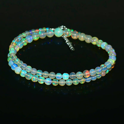 Natural Rainbow Ethiopian Opal Round Necklace – Fiery Glow Gemstone Jewelry | Romantic Gift for Her