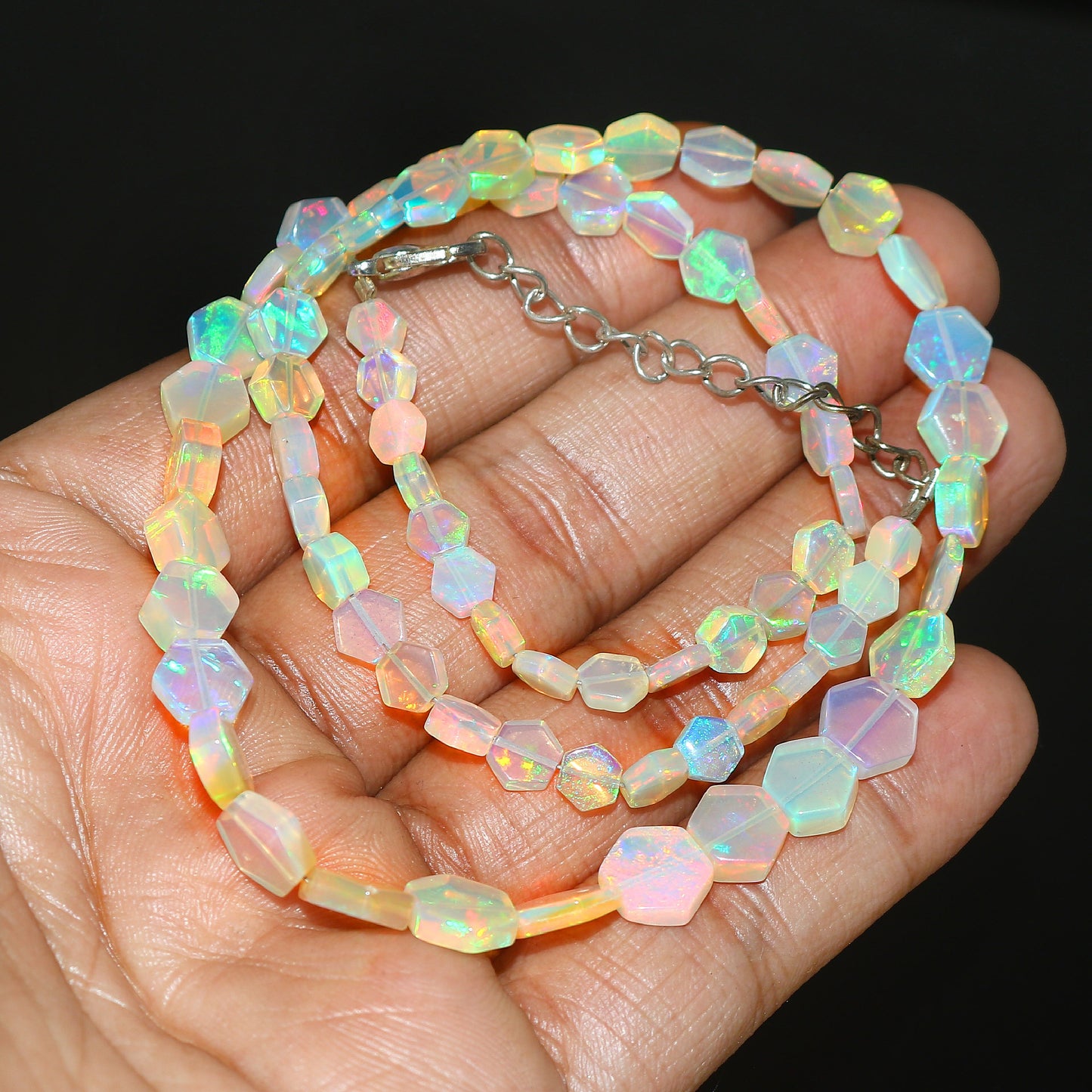 Natural Multi-Color Ethiopian Opal Fancy Necklace – Fiery Gemstone Jewelry