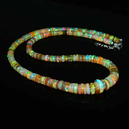 Natural Yellow Ethiopian Opal Tyre Necklace – Fiery Gemstone Jewelry | Unique Gift for Her