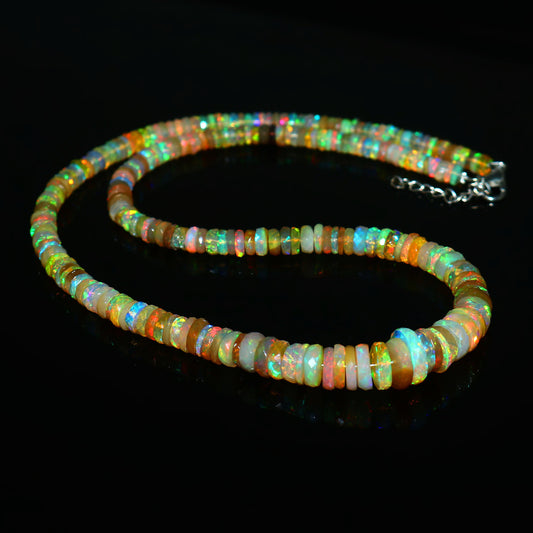 Natural Yellow Ethiopian Opal Tyre Necklace – Fiery Gemstone Jewelry | Unique Gift for Her