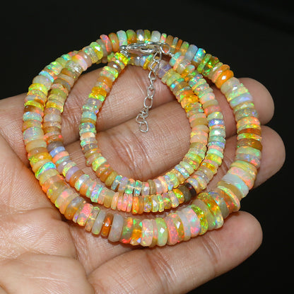 Natural Yellow Ethiopian Opal Tyre Necklace – Fiery Gemstone Jewelry | Unique Gift for Her