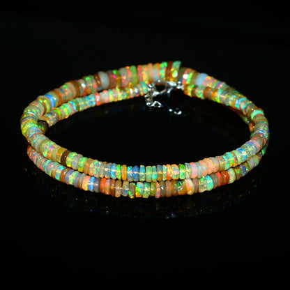 Natural Yellow Ethiopian Opal Tyre Necklace – Fiery Gemstone Jewelry | Unique Gift for Her