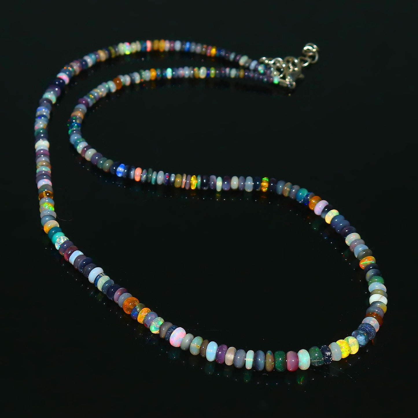 Natural Multi-color Opal Ethiopian Opal Rondelle Necklace – Fiery Gemstone Jewelry | Unique Gift for Her
