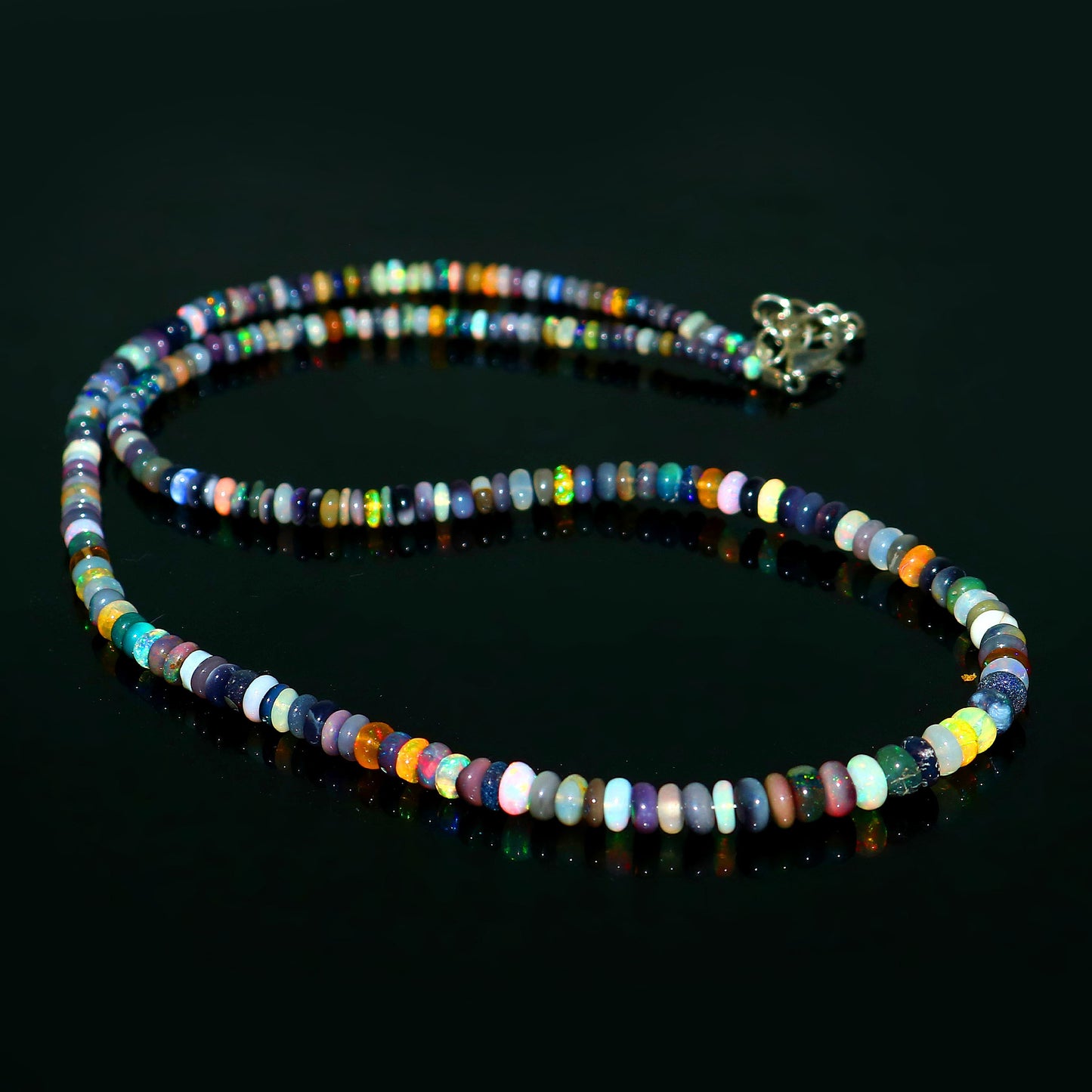Natural Multi-color Opal Ethiopian Opal Rondelle Necklace – Fiery Gemstone Jewelry | Unique Gift for Her