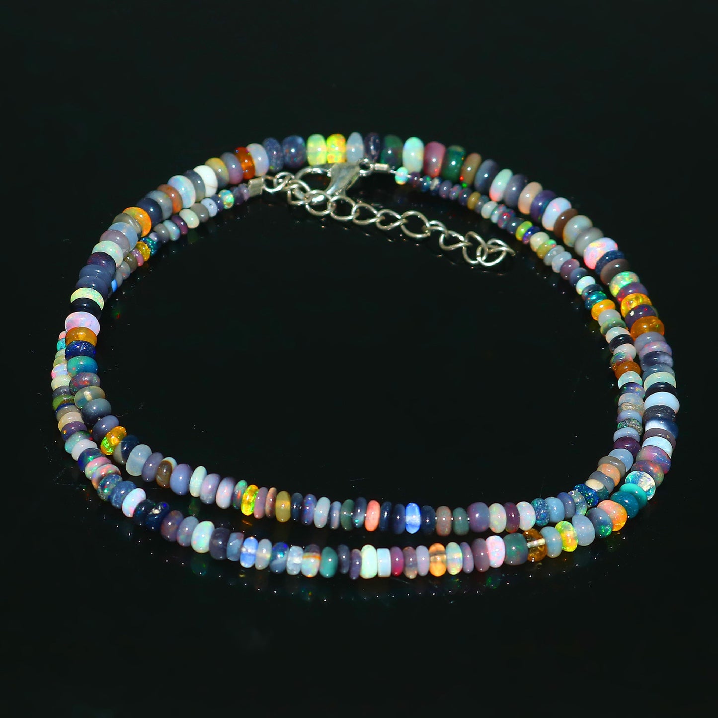 Natural Multi-color Opal Ethiopian Opal Rondelle Necklace – Fiery Gemstone Jewelry | Unique Gift for Her