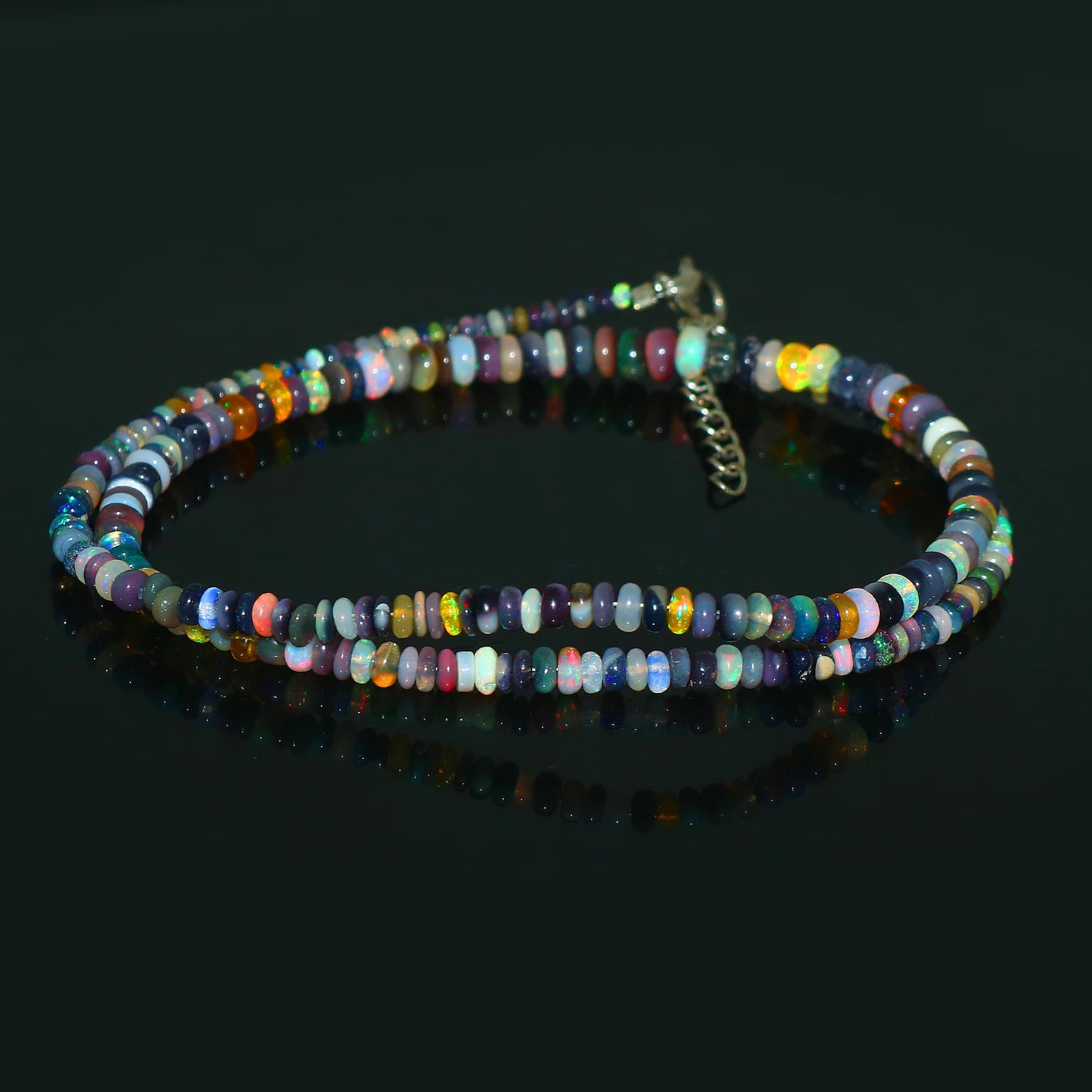 Natural Multi-color Opal Ethiopian Opal Rondelle Necklace – Fiery Gemstone Jewelry | Unique Gift for Her