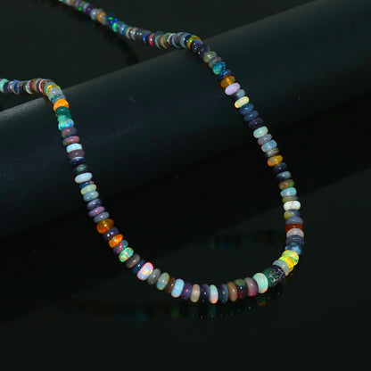 Natural Multi-color Opal Ethiopian Opal Rondelle Necklace – Fiery Gemstone Jewelry | Unique Gift for Her