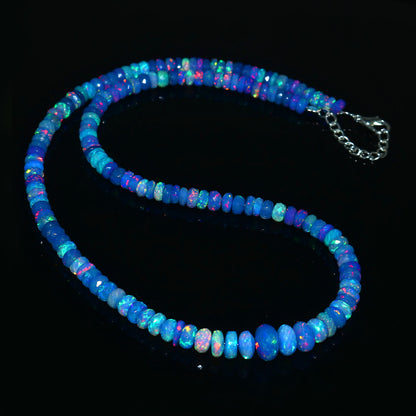 Natural Blue Ethiopian Opal Necklace – Iridescent Ocean Gem | Meaningful Jewelry Gift for Women