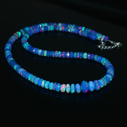 Natural Blue Ethiopian Opal Necklace – Iridescent Ocean Gem | Meaningful Jewelry Gift for Women