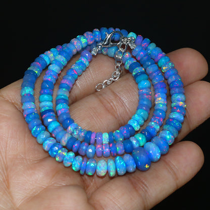 Natural Blue Ethiopian Opal Necklace – Iridescent Ocean Gem | Meaningful Jewelry Gift for Women