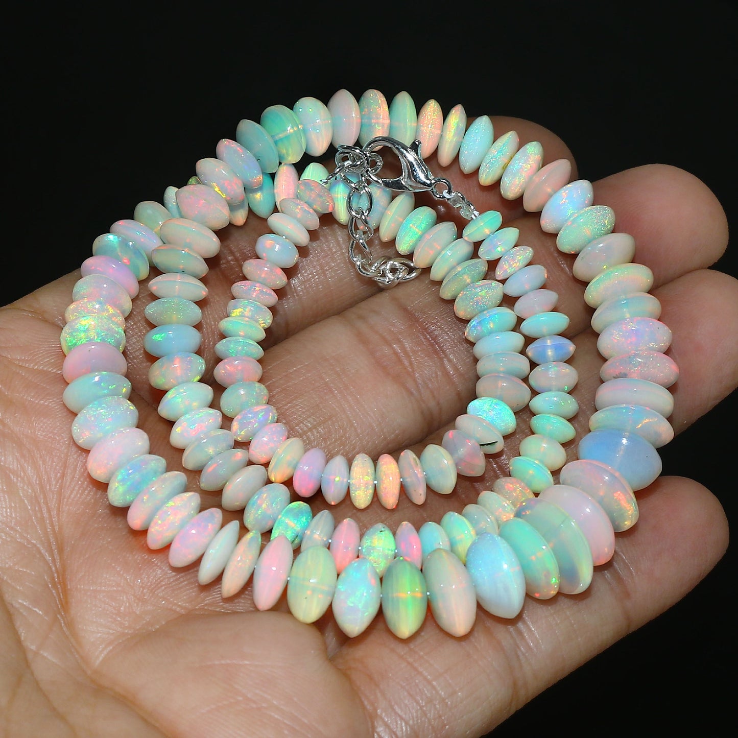 Natural Multi-Color Ethiopian Opal Fancy Necklace – Fire Gemstone Jewelry