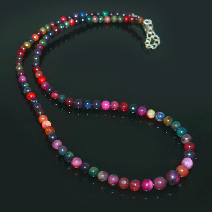 Natural Multi-color Opal Ethiopian Opal Round Necklace – Fiery Gemstone Jewelry