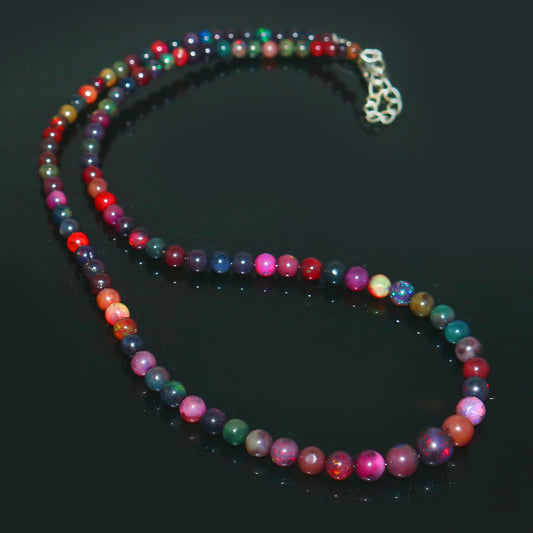 Natural Multi-color Opal Ethiopian Opal Round Necklace – Fiery Gemstone Jewelry