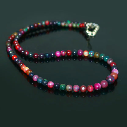 Natural Multi-color Opal Ethiopian Opal Round Necklace – Fiery Gemstone Jewelry