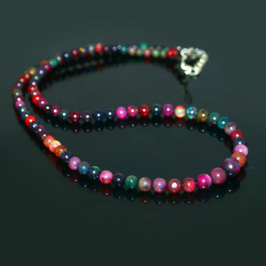 Natural Multi-color Opal Ethiopian Opal Round Necklace – Fiery Gemstone Jewelry
