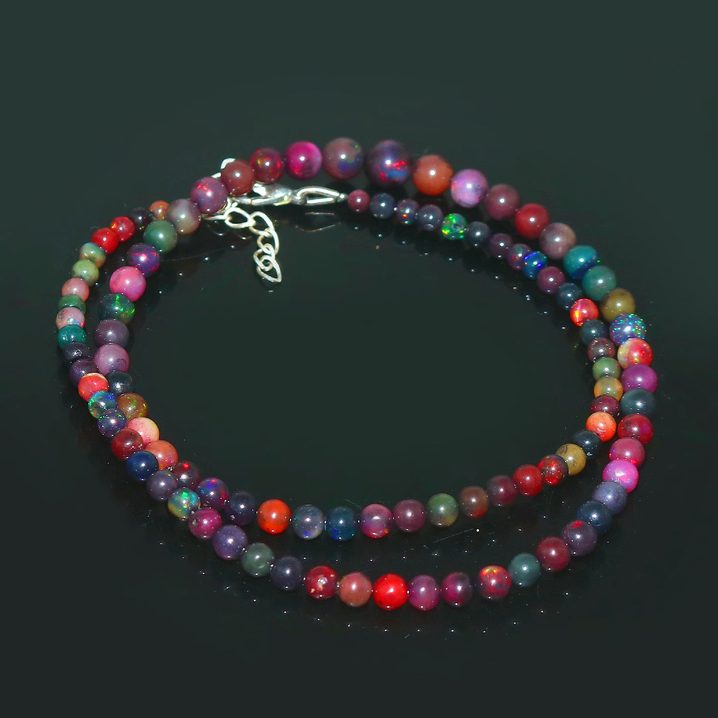 Natural Multi-color Opal Ethiopian Opal Round Necklace – Fiery Gemstone Jewelry